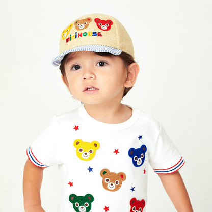 Candy Striped Faux Straw Cap (UV Protection)