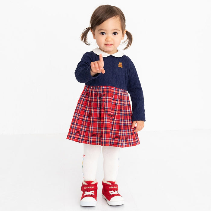 MIKI HOUSE Bear Cable Knit Dress