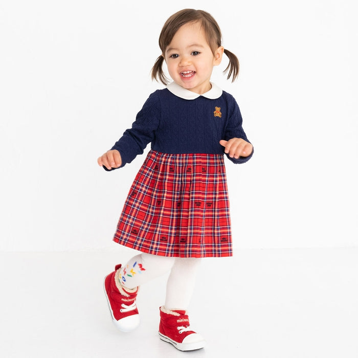 MIKI HOUSE Bear Cable Knit Dress