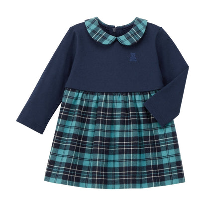 Teddy Bear Emblem Tartan Dress