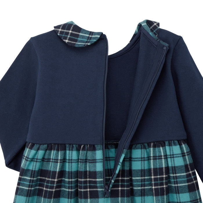 Teddy Bear Emblem Tartan Dress