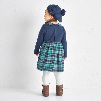 Teddy Bear Emblem Tartan Dress