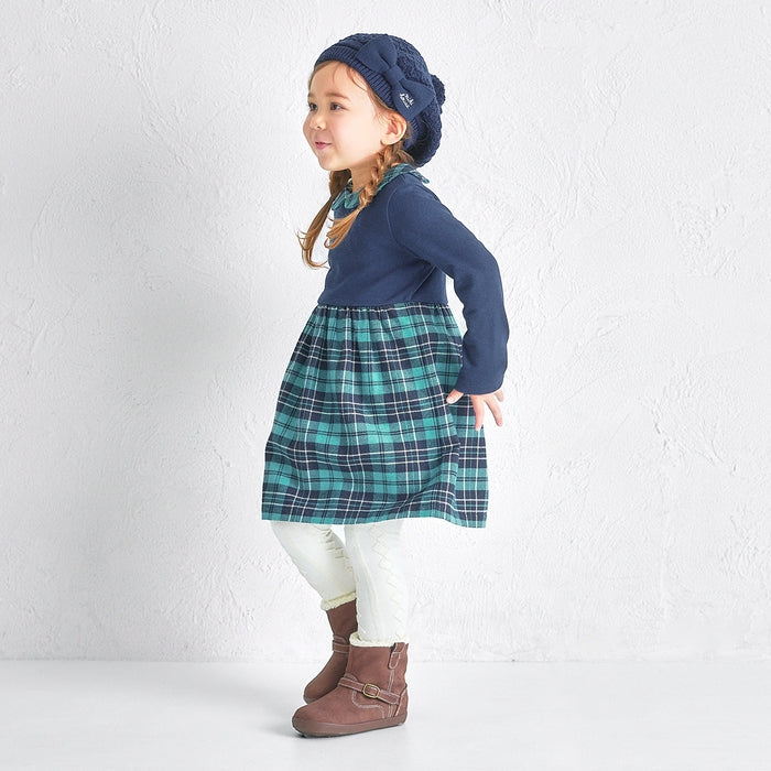 Teddy Bear Emblem Tartan Dress