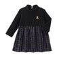 Teddy Bear Emblem Contrast High-Collar Dress