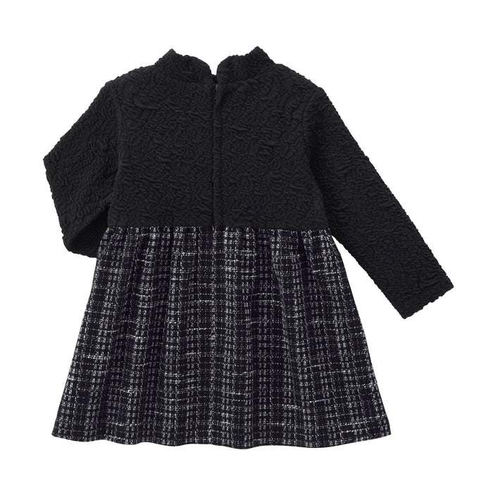 Teddy Bear Emblem Contrast High-Collar Dress