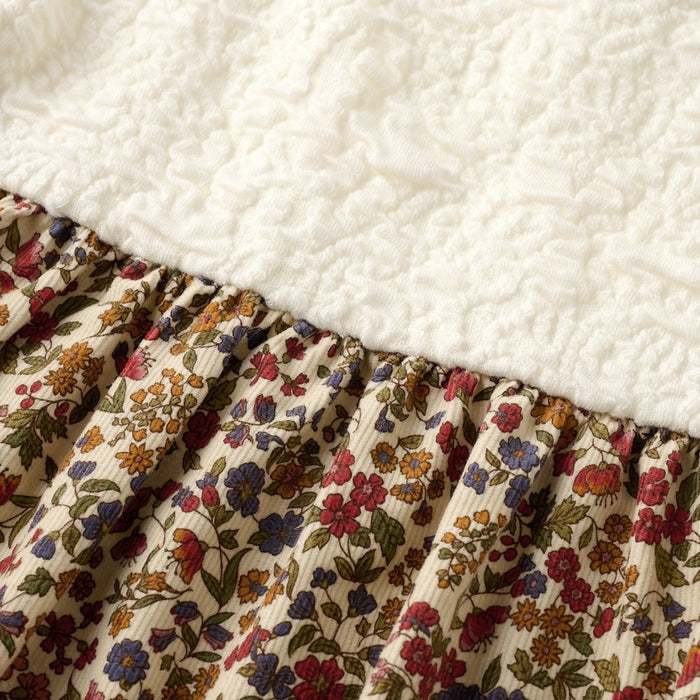 Teddy Bear Emblem Contrast High-Collar Dress