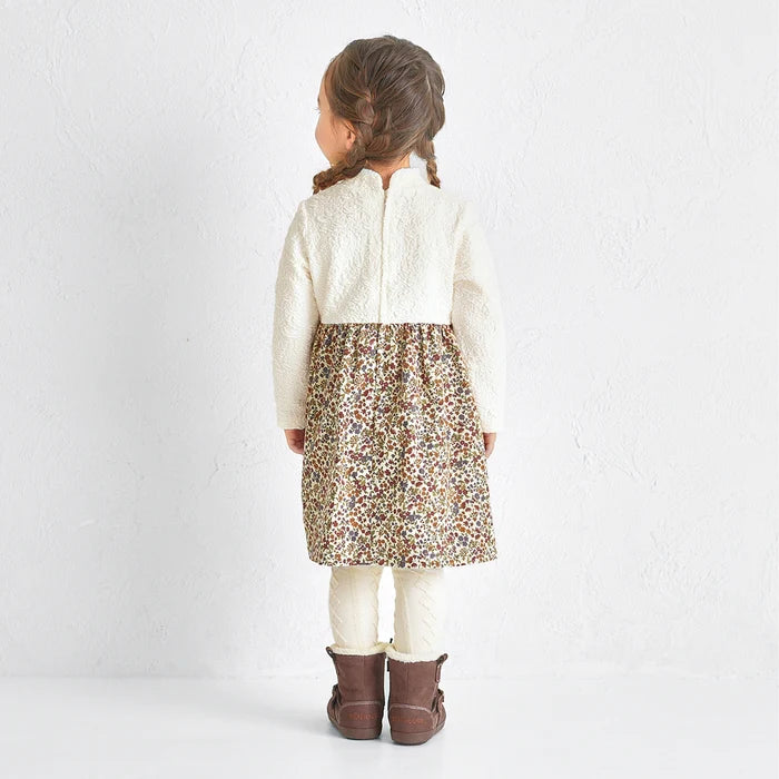 Teddy Bear Emblem Contrast High-Collar Dress