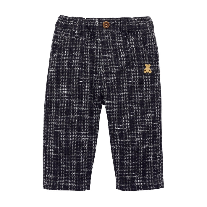 Teddy Bear Emblem Tweed Wide-Leg Pants