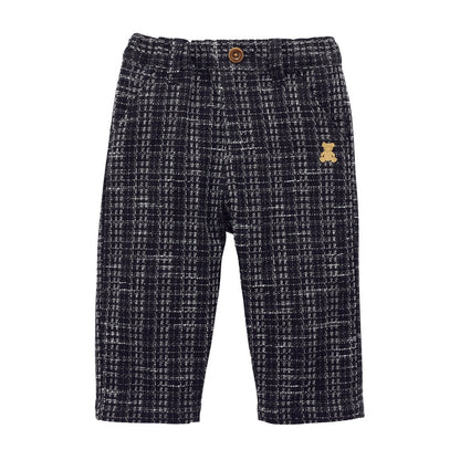 Teddy Bear Emblem Tweed Wide-Leg Pants