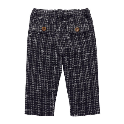 Teddy Bear Emblem Tweed Wide-Leg Pants