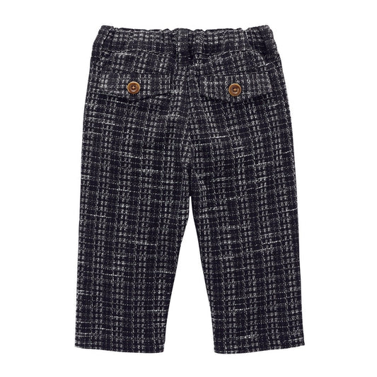 Teddy Bear Emblem Tweed Wide-Leg Pants