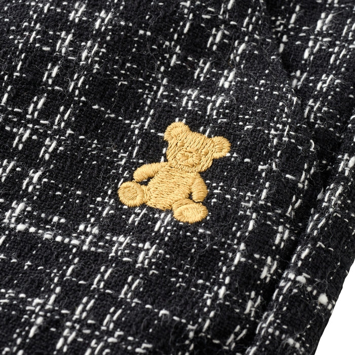 Teddy Bear Emblem Tweed Wide-Leg Pants