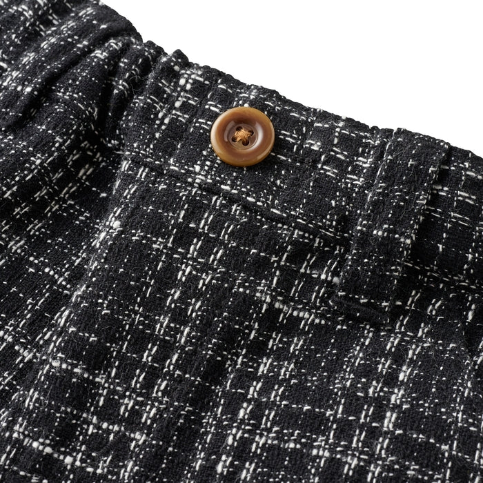 Teddy Bear Emblem Tweed Wide-Leg Pants