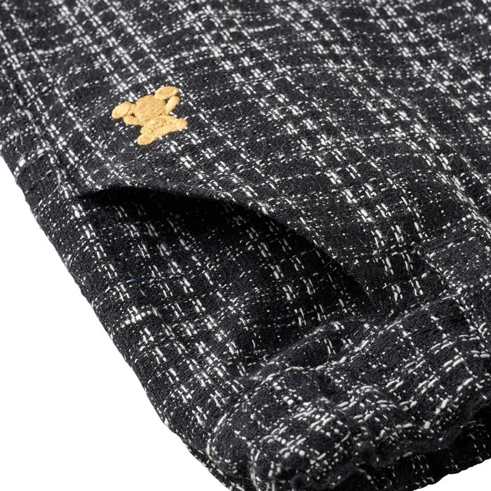 Teddy Bear Emblem Tweed Wide-Leg Pants