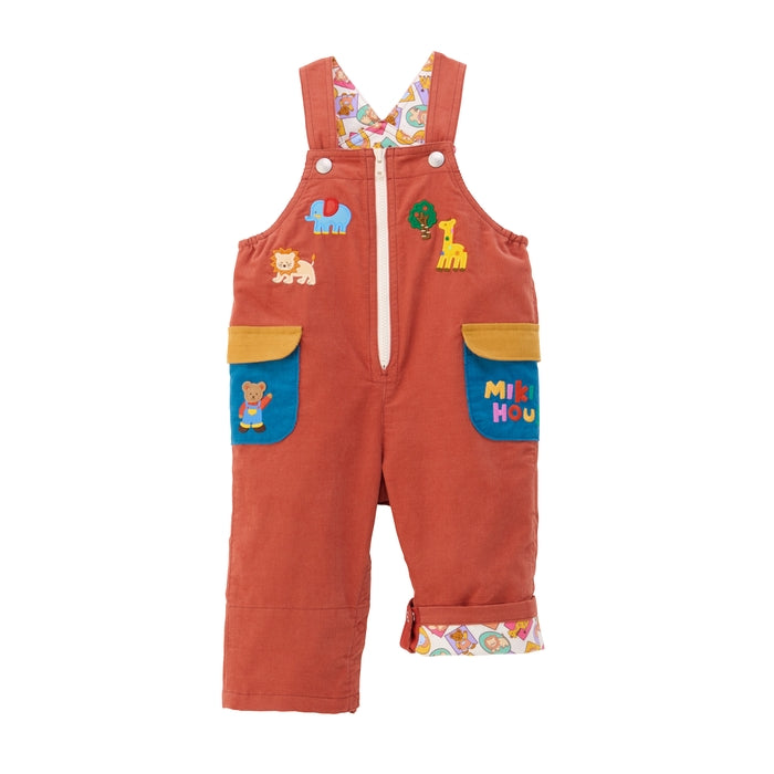 Classic MIKI HOUSE Bear Zip-Up Corduroy Overalls