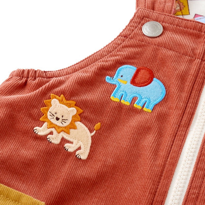 Classic MIKI HOUSE Bear Zip-Up Corduroy Overalls