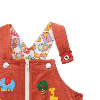 Classic MIKI HOUSE Bear Zip-Up Corduroy Overalls
