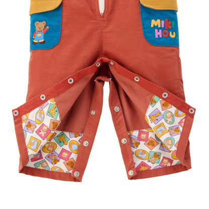 Classic MIKI HOUSE Bear Zip-Up Corduroy Overalls
