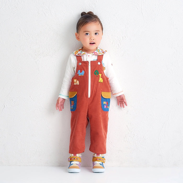 Classic MIKI HOUSE Bear Zip-Up Corduroy Overalls