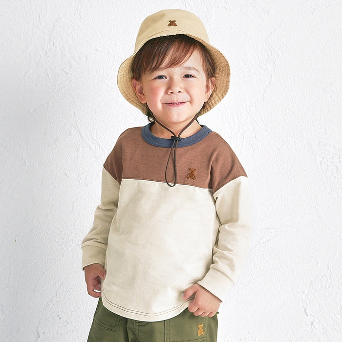 Teddy Bear Emblem Long-Sleeve Contrast Tee