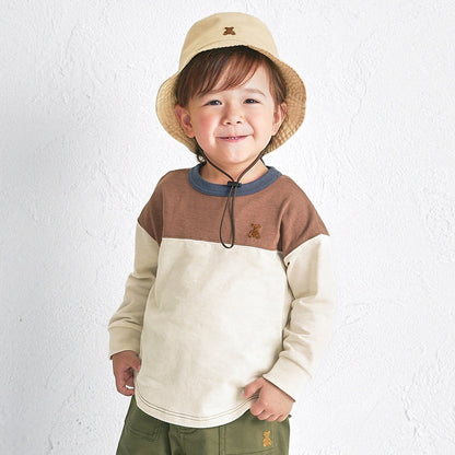 Teddy Bear Emblem Long-Sleeve Contrast Tee