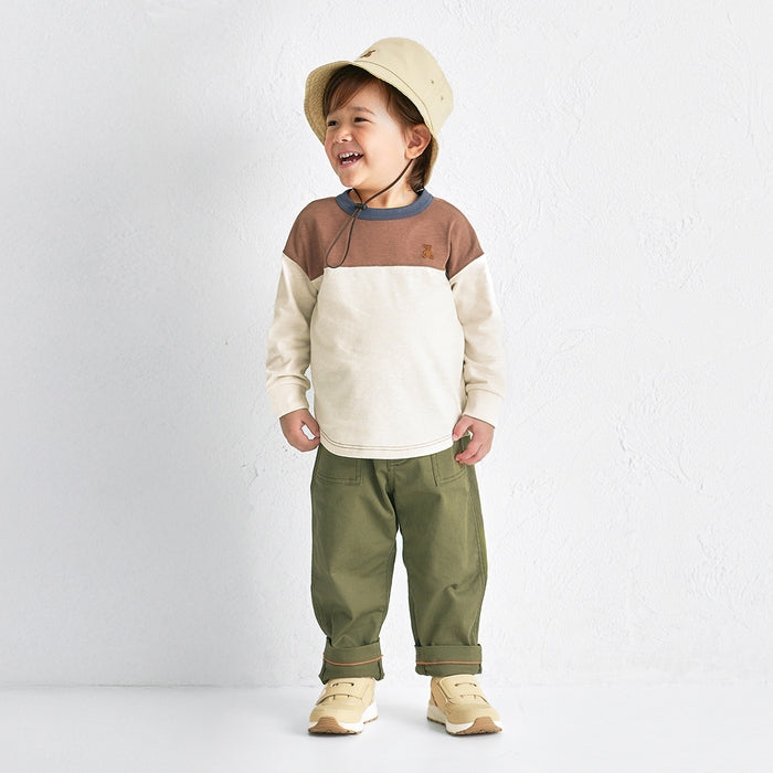 Teddy Bear Emblem Long-Sleeve Contrast Tee