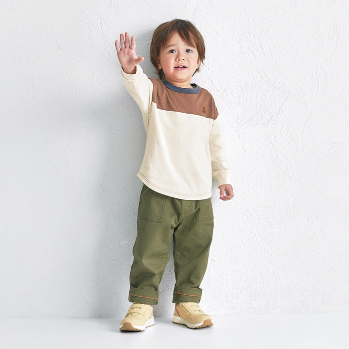 Teddy Bear Emblem Long-Sleeve Contrast Tee