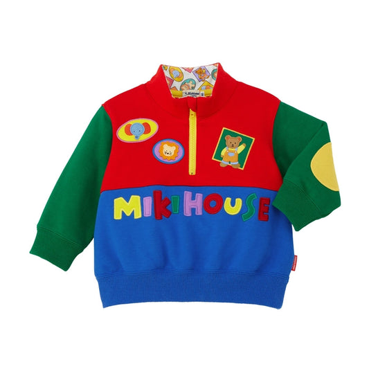 Classic MIKI HOUSE Bear Half-Zip Sweatshirt