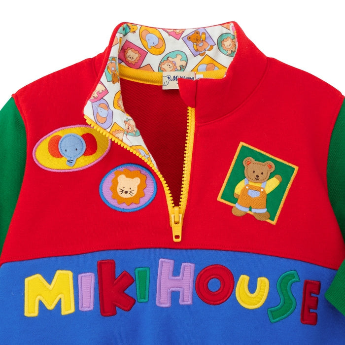 Classic MIKI HOUSE Bear Half-Zip Sweatshirt