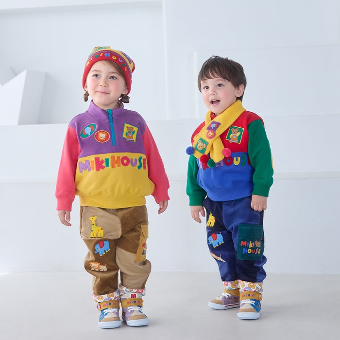 Classic MIKI HOUSE Bear Half-Zip Sweatshirt