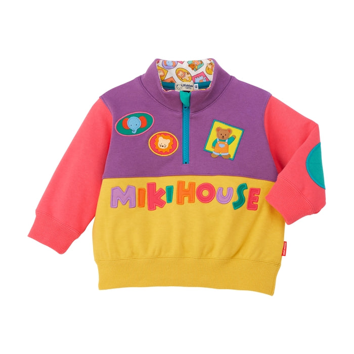 Classic MIKI HOUSE Bear Half-Zip Sweatshirt