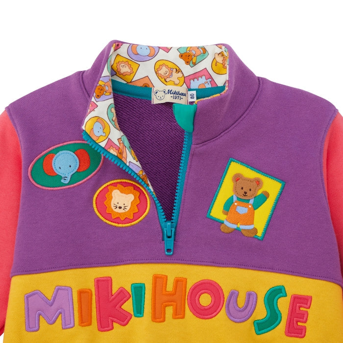 Classic MIKI HOUSE Bear Half-Zip Sweatshirt