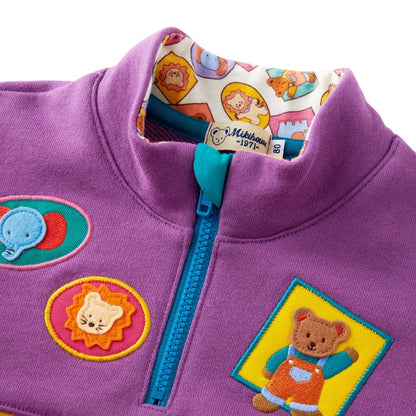 Classic MIKI HOUSE Bear Half-Zip Sweatshirt