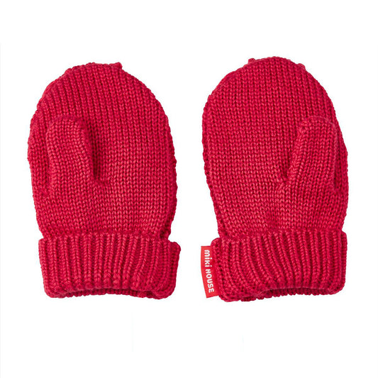 MIKI HOUSE Bear Cable Knit Mittens