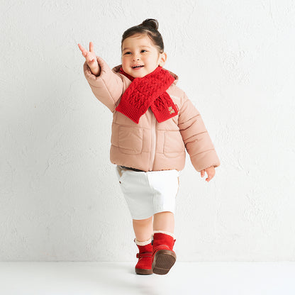 MIKI HOUSE Bear Cable Knit Scarf