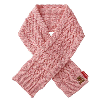MIKI HOUSE Bear Cable Knit Scarf
