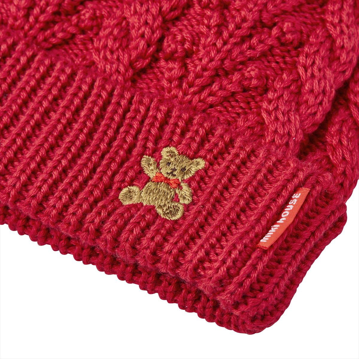 MIKI HOUSE Bear Cable Knit Beanie