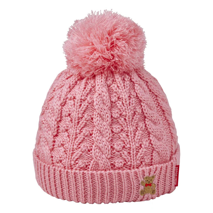MIKI HOUSE Bear Cable Knit Beanie