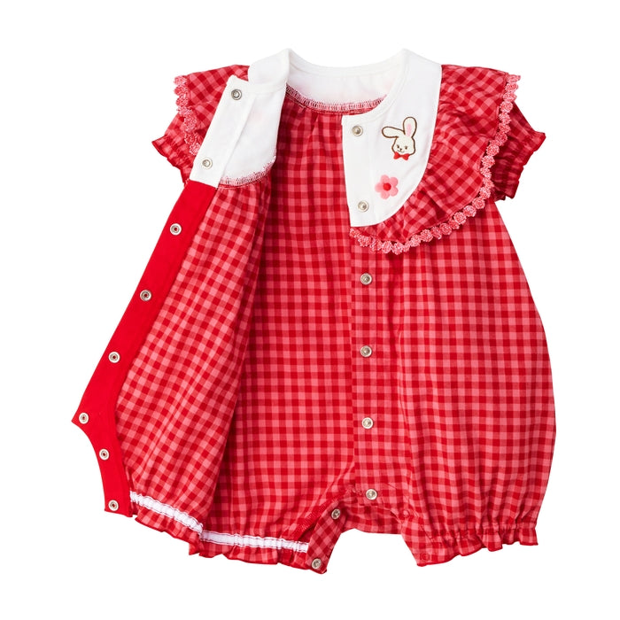 Short Sweet Gingham Lace Rompers