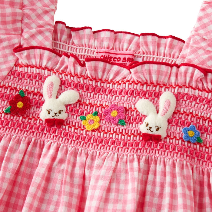 Sunlit Pink Gingham Smock Dress