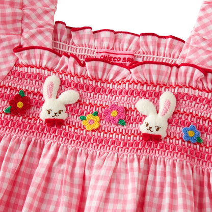 Sunlit Pink Gingham Smock Dress