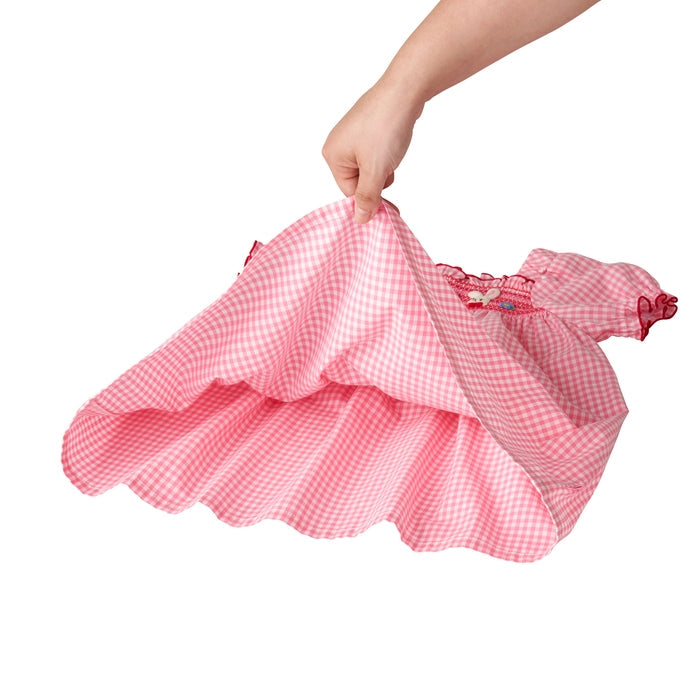 Sunlit Pink Gingham Smock Dress