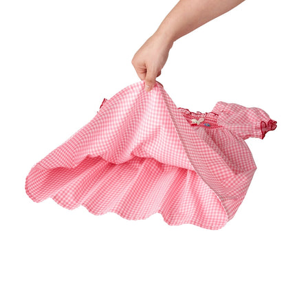 Sunlit Pink Gingham Smock Dress