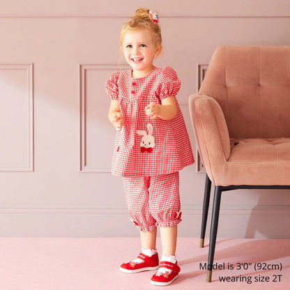 Sweet Gingham Ribbon Capri Pants