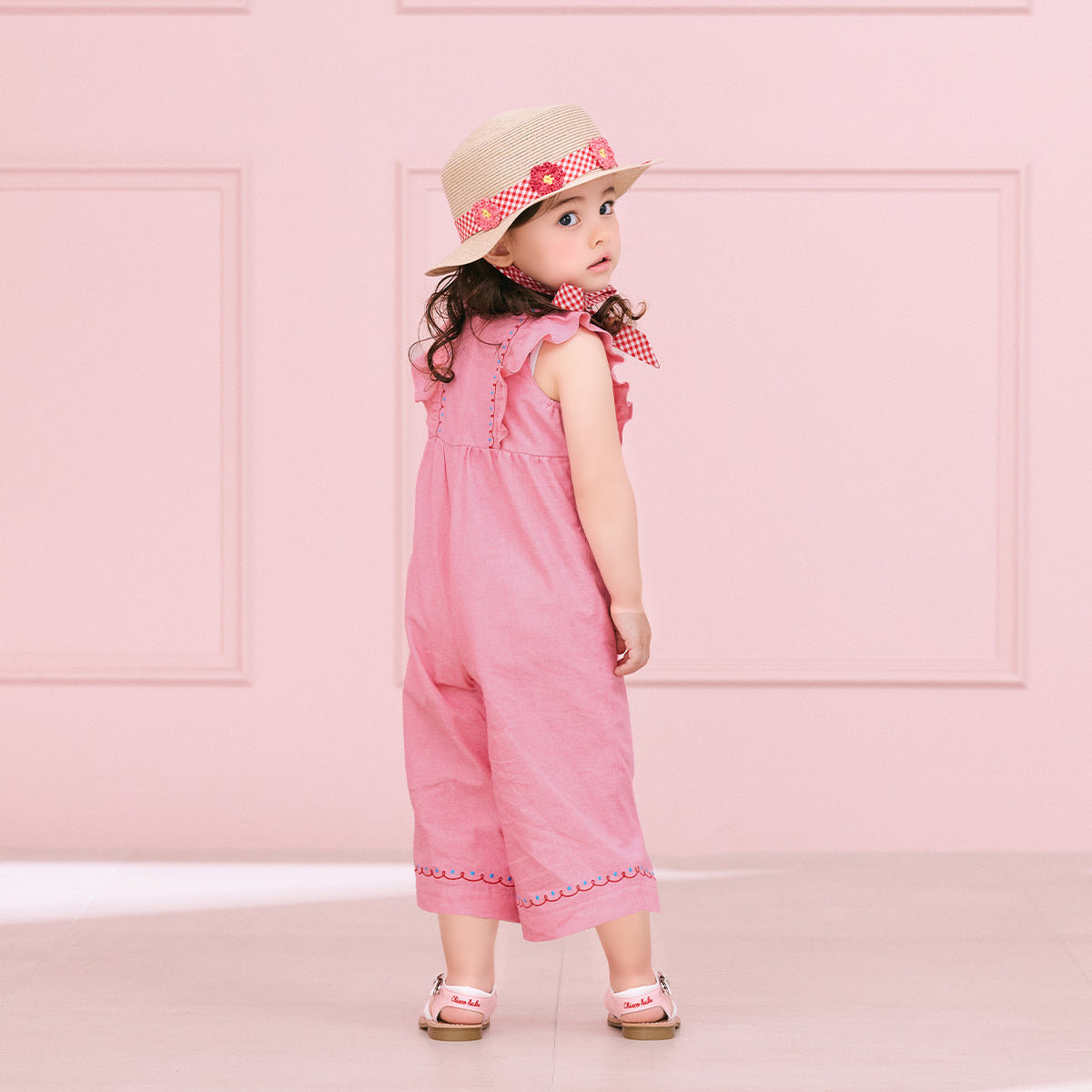 Sunlit Pink Gingham Overalls