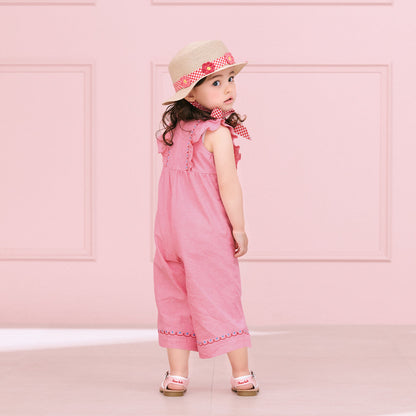 Sunlit Pink Gingham Overalls