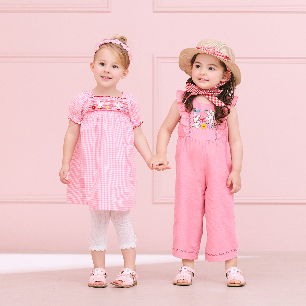 Sunlit Pink Gingham Overalls