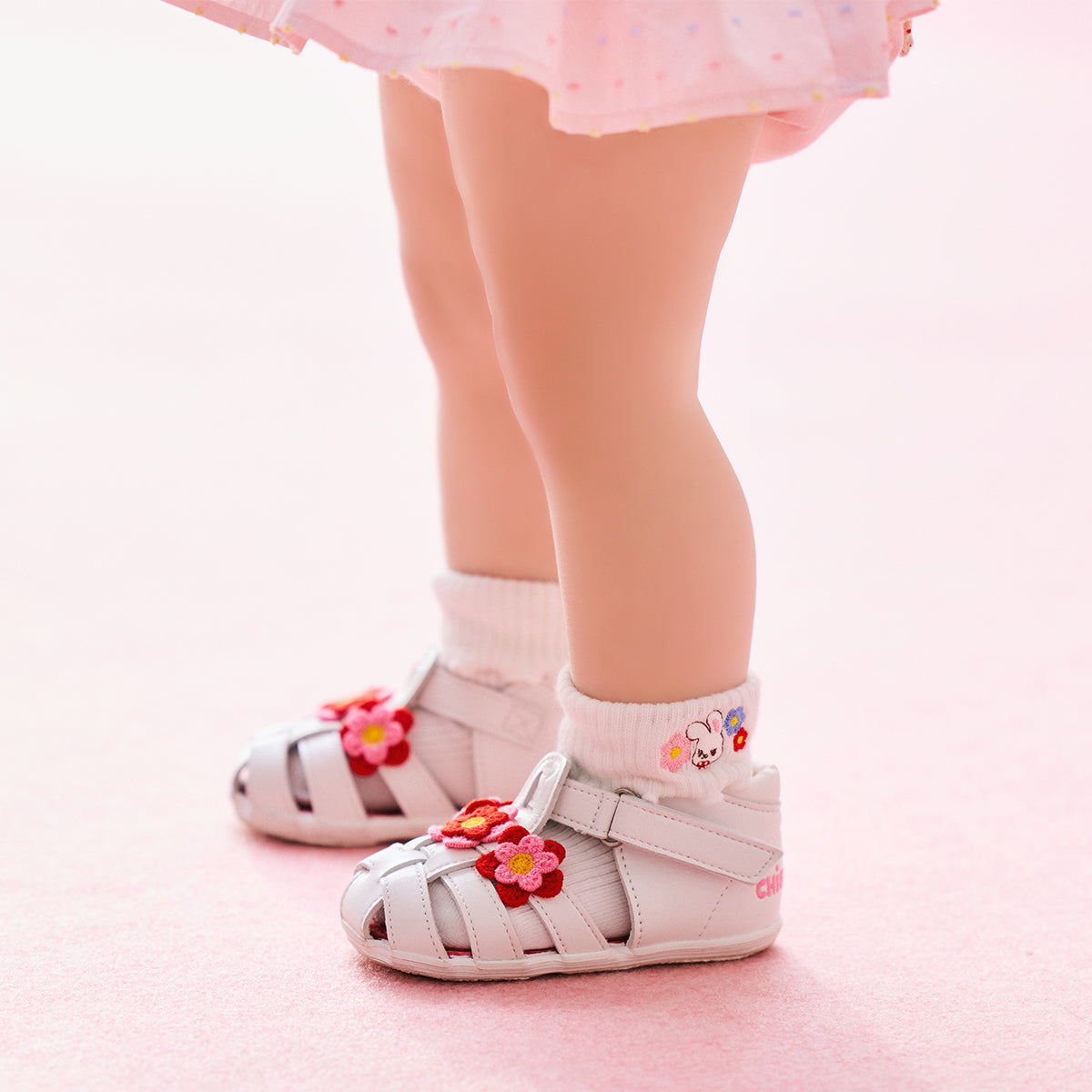 Sweet Gingham Baby Flower Sandals