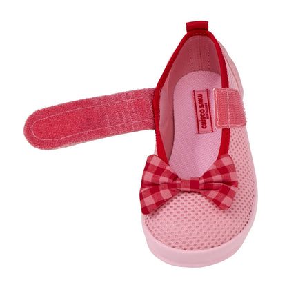 Double Raschel Mesh Sandals for Kids - Sweet Gingham Ribbon