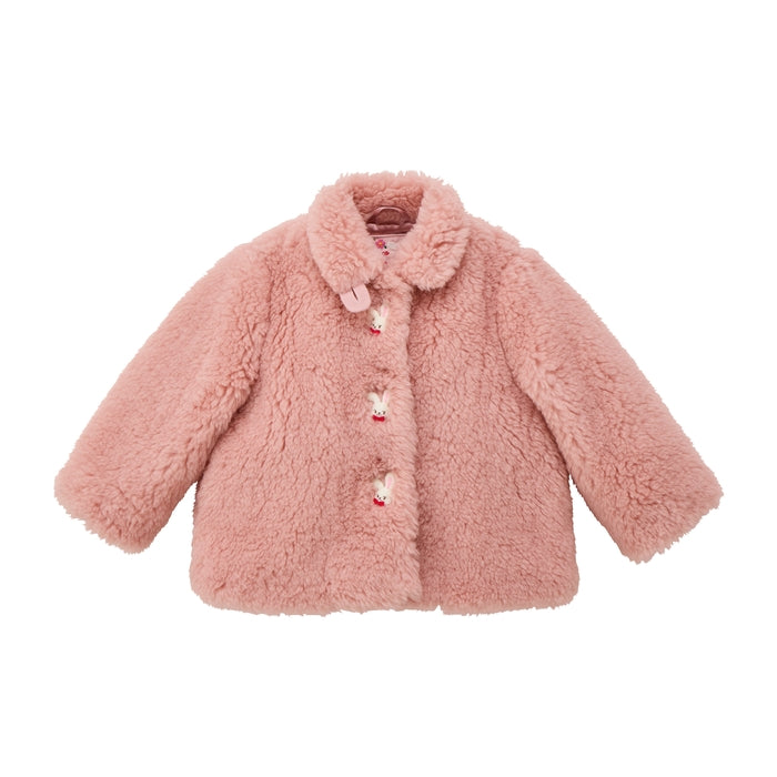 Seasonal Gray x Pink Merino Faux Fur Coat
